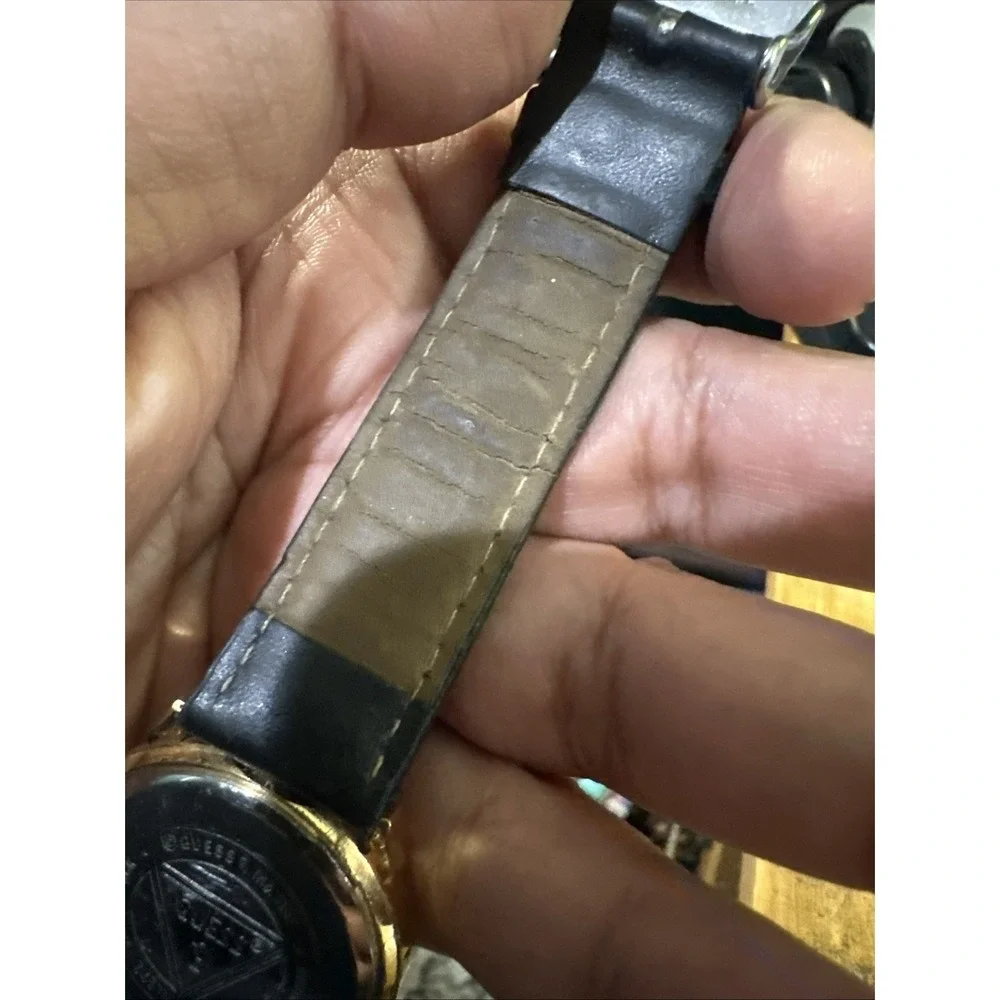 Working Vintage 1990 Guess Inc. Quartz Mens Watch 34mm Gold-Tone Case Rare